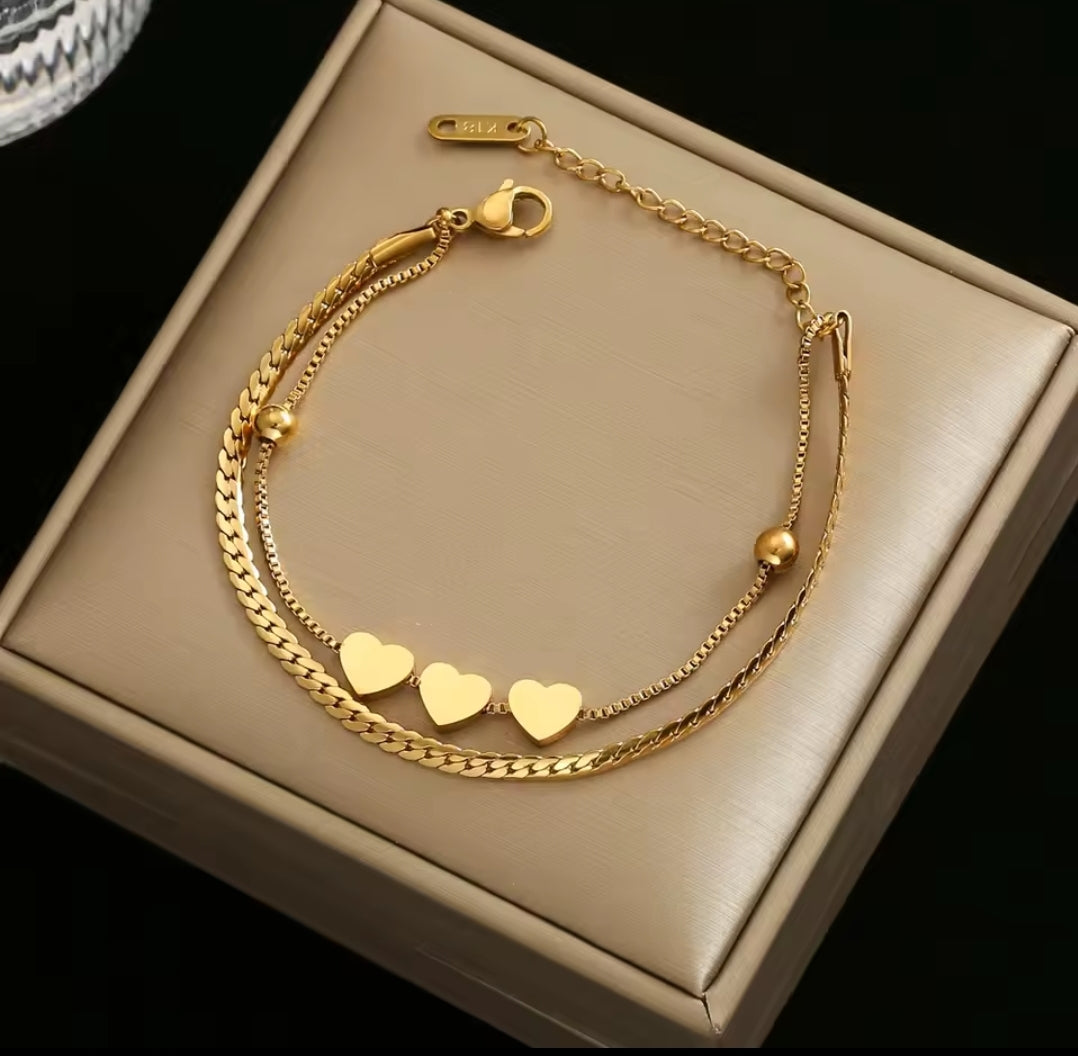 Double Layer Heart Bracelet