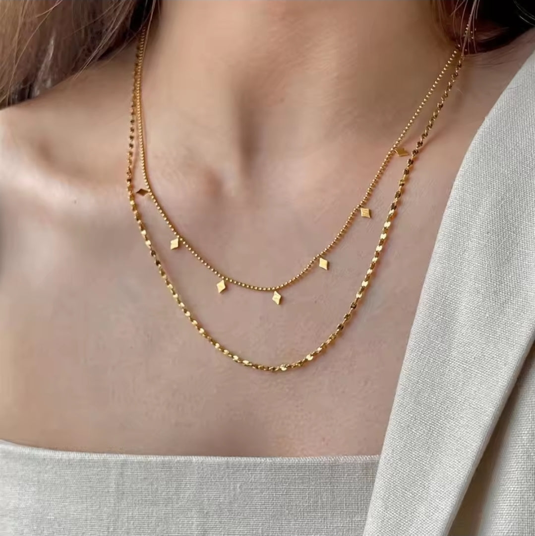 Double Layer Leaf Charm Necklace