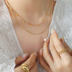 Double Layer Leaf Charm Necklace