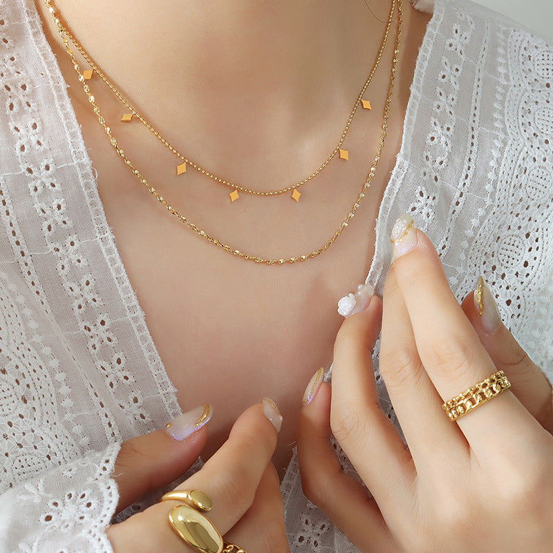 Double Layer Leaf Charm Necklace