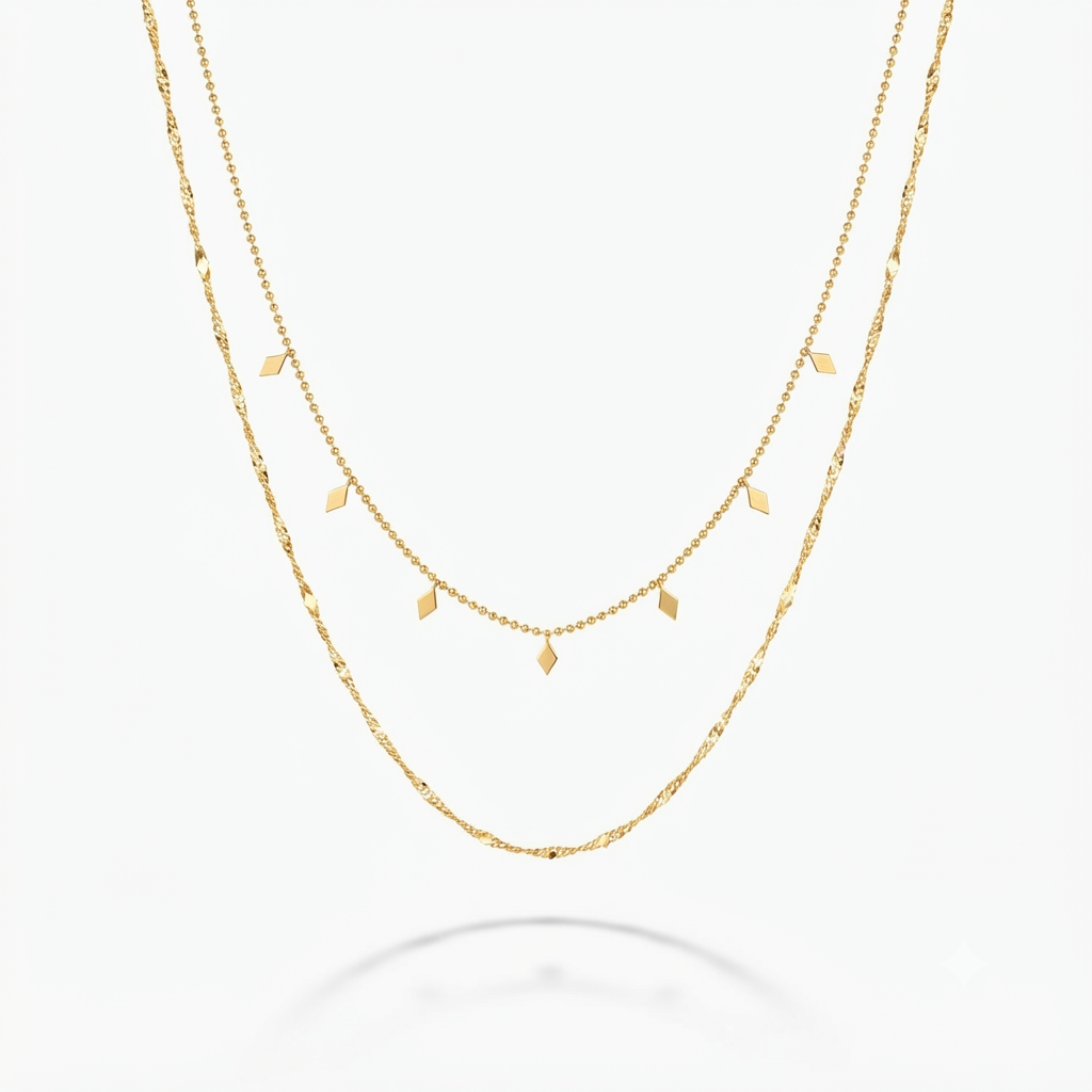 Double Layer Leaf Charm Necklace