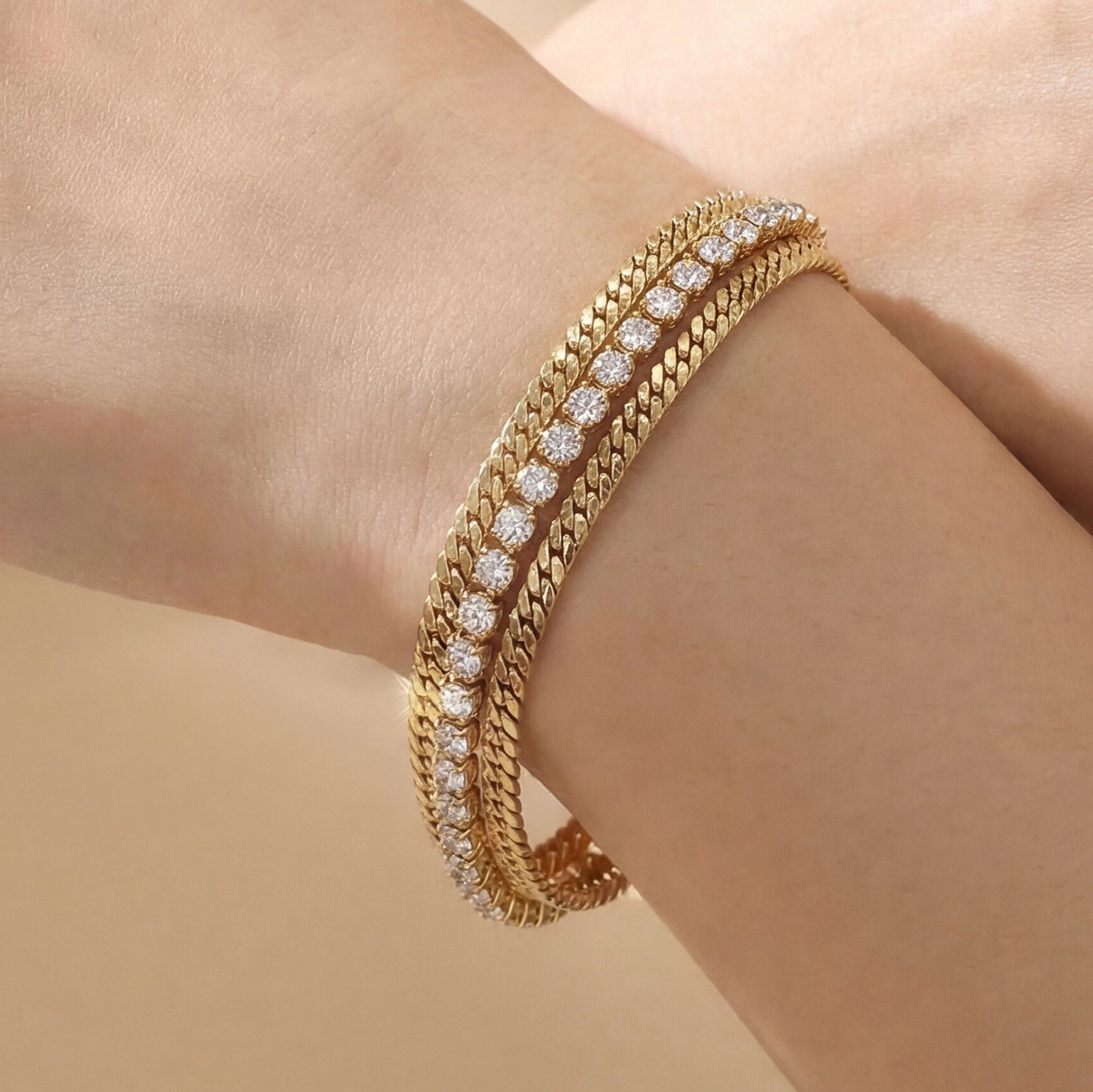 Double Layer Snake Tennis Bracelet | 18K Gold Plated | Ethereal Gems