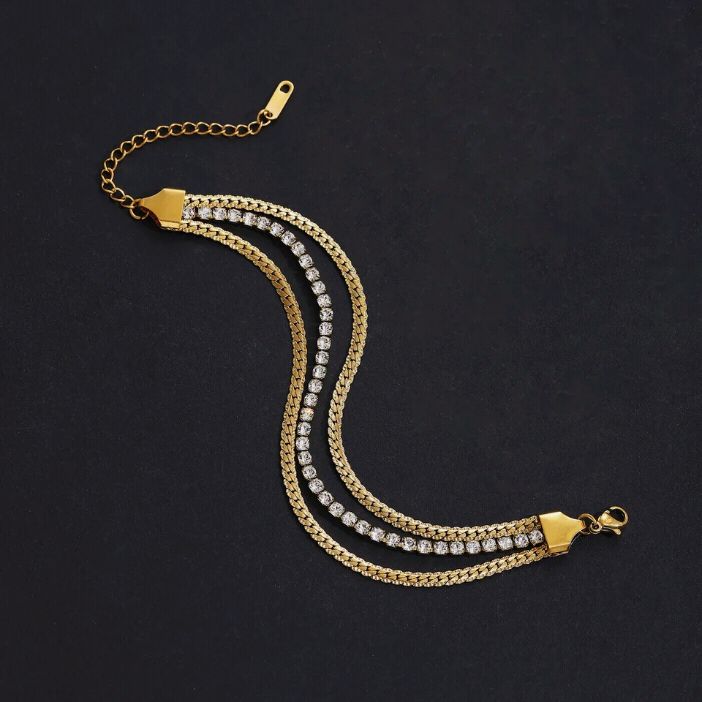 Double Layer Snake Tennis Bracelet | 18K Gold Plated | Ethereal Gems