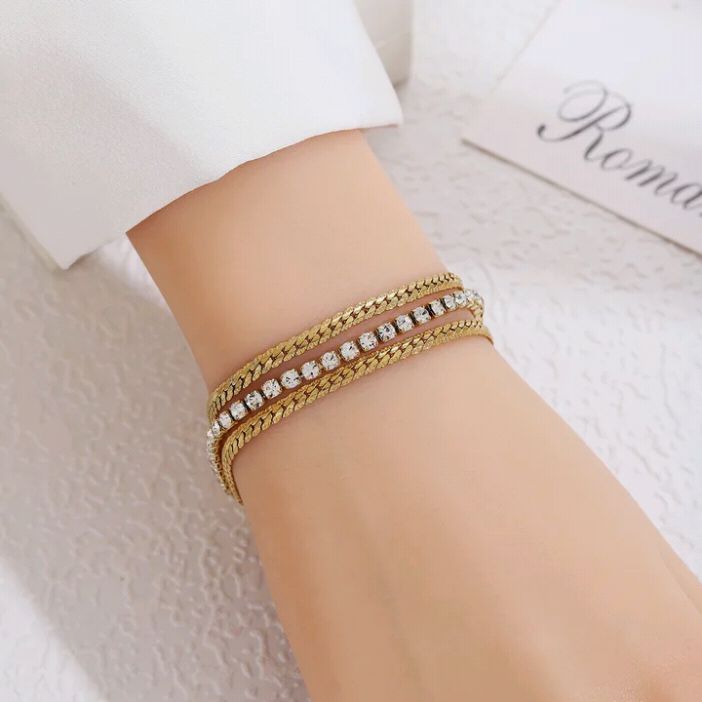 Double Layer Snake Tennis Bracelet | 18K Gold Plated | Ethereal Gems