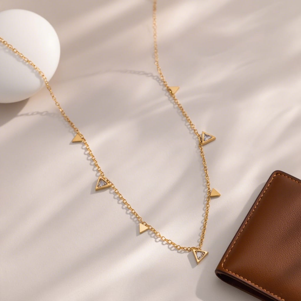 Waterdrop Mini Necklace (Triangular Stones)