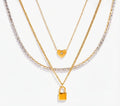 Triple Layer Lock Charm Necklace
