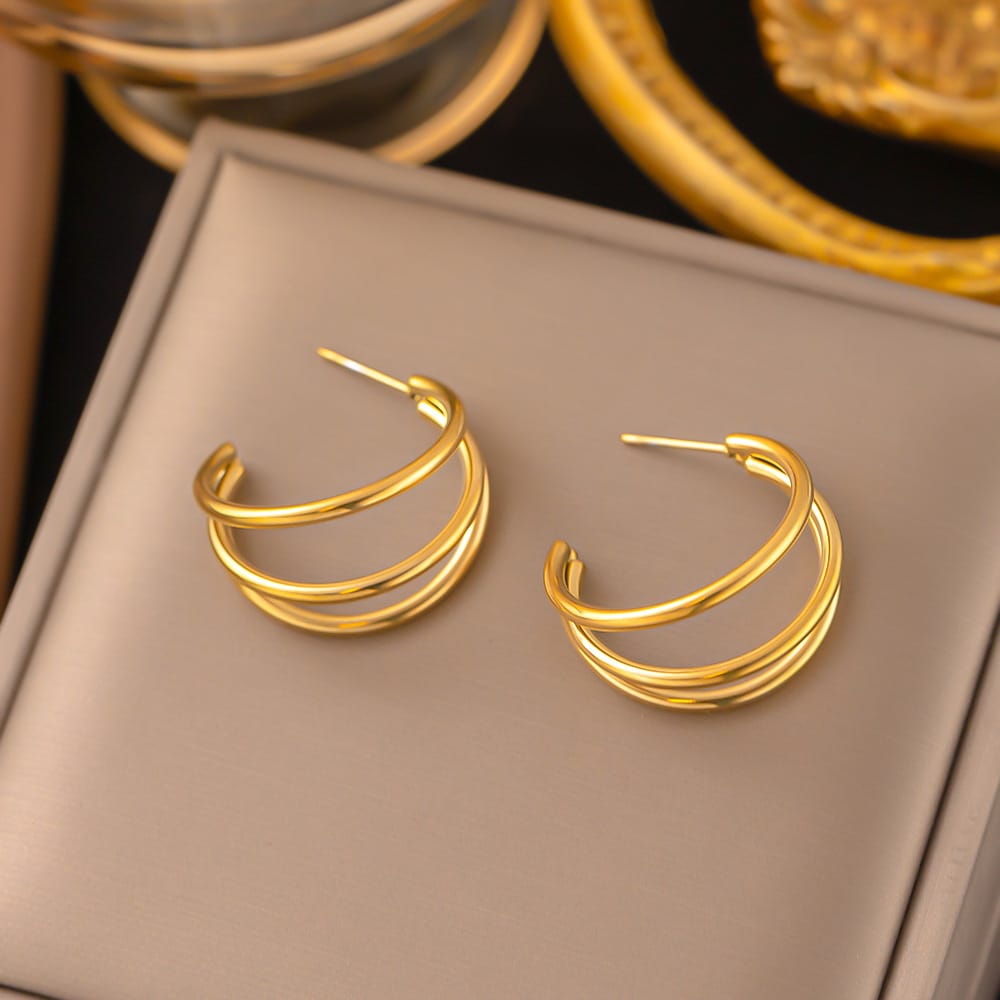 Open Triple Layer Hoop Earrings
