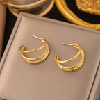 Open Triple Layer Hoop Earrings