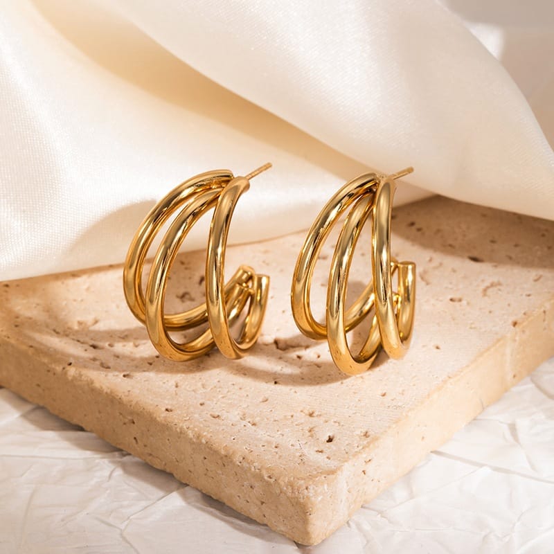 Open Triple Layer Hoop Earrings