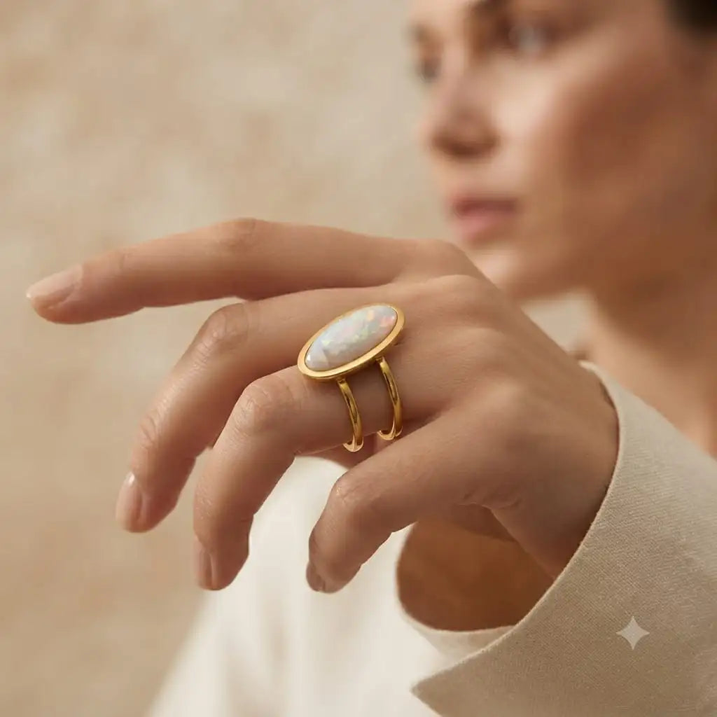 Plated White Charm Ring