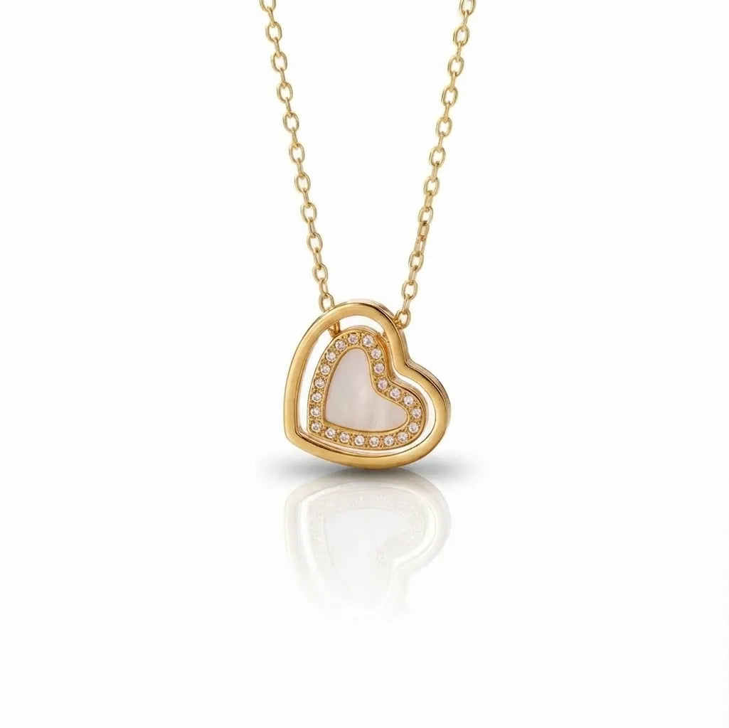White Charm Heart Necklace